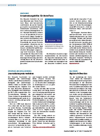 Vorschauseite 1: Orthopädie und Unfallchirurgie: Journalistenpreis verliehen