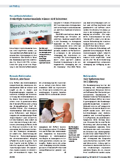 Vorschauseite 1: Medizinprodukte: Kein Systemwechsel bei Zulassung