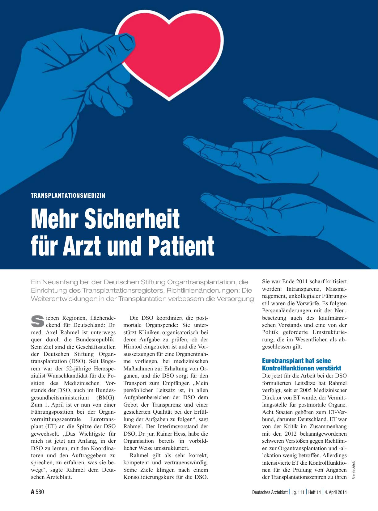 Vorschauseite 1: Transplantationsmedizin: Mehr Sicherheit für Arzt und Patient