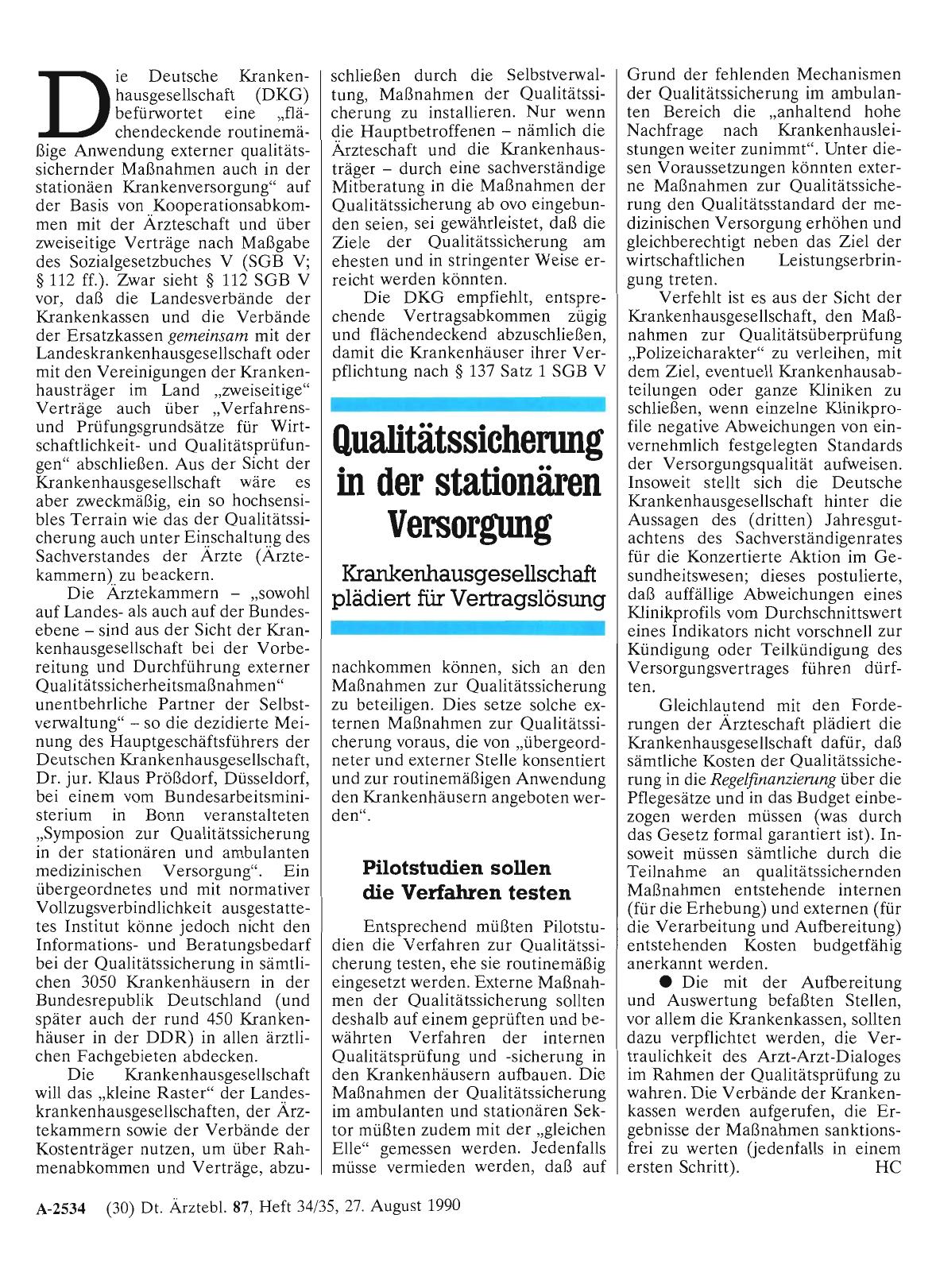 Vorschauseite 1: Qualitätssicherung in der stationären Versorgung