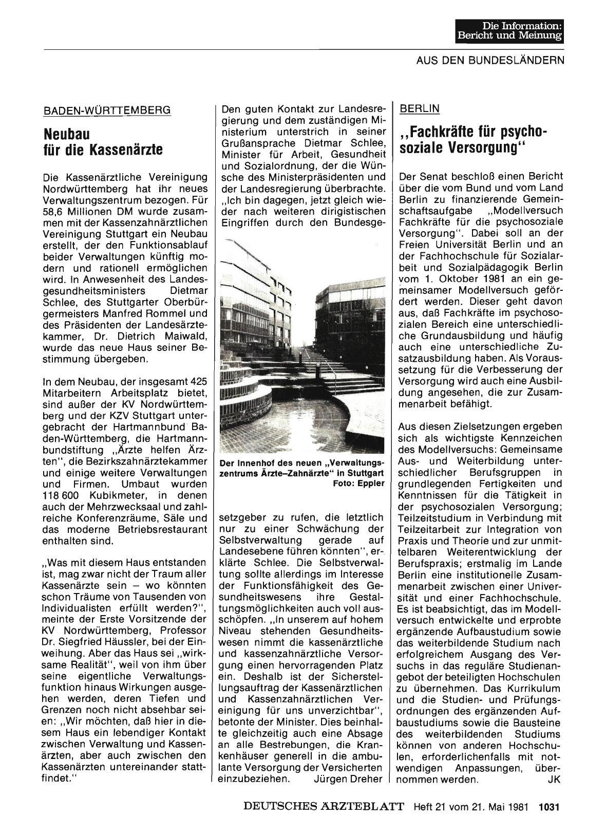 Vorschauseite 1: BERLIN: „Fachkräfte für psychosoziale Versorgung"