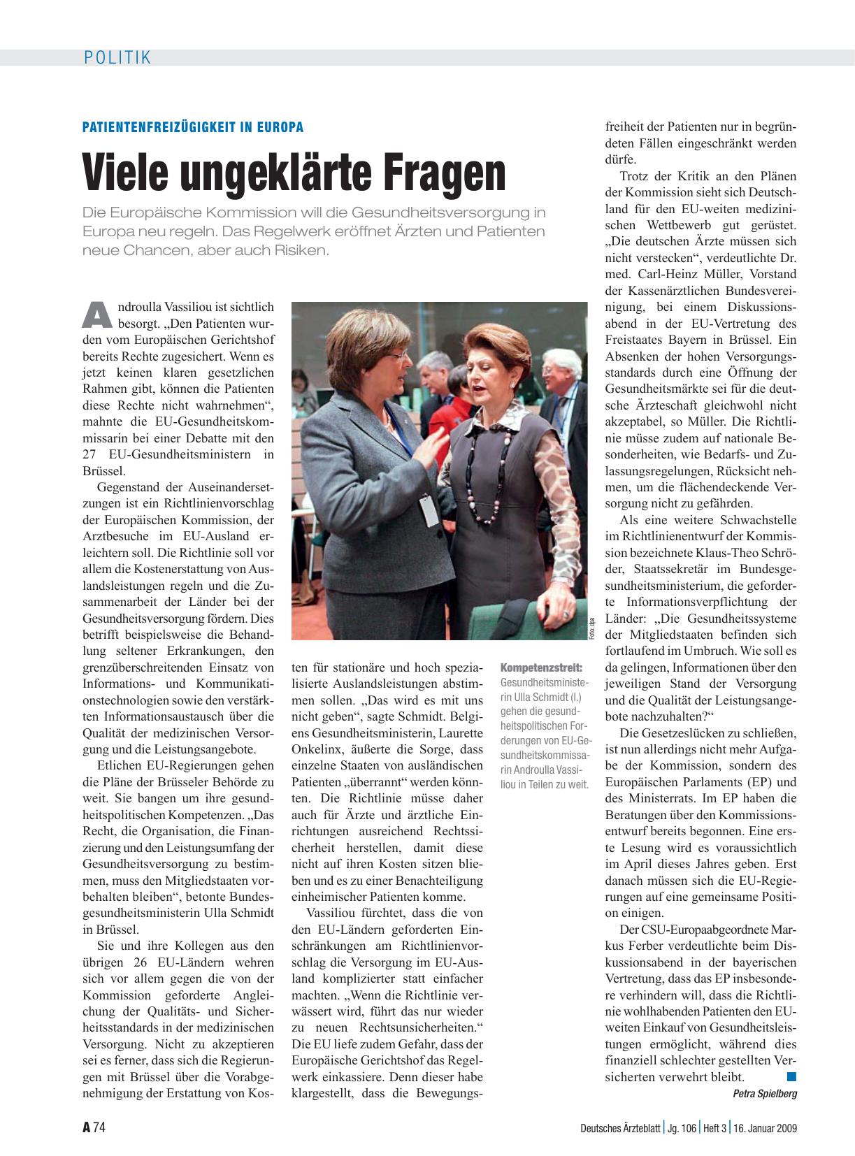 Vorschauseite 1: Patientenfreizügigkeit in Europa: Viele ungeklärte Fragen