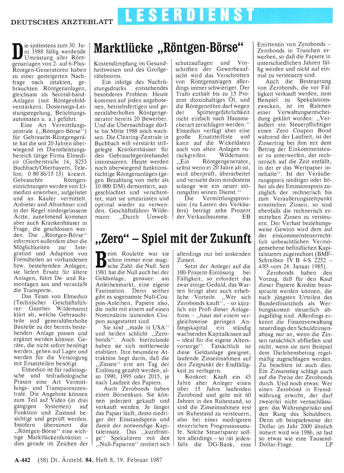 Vorschauseite 1: Marktlücke „Röntgen-Börse“