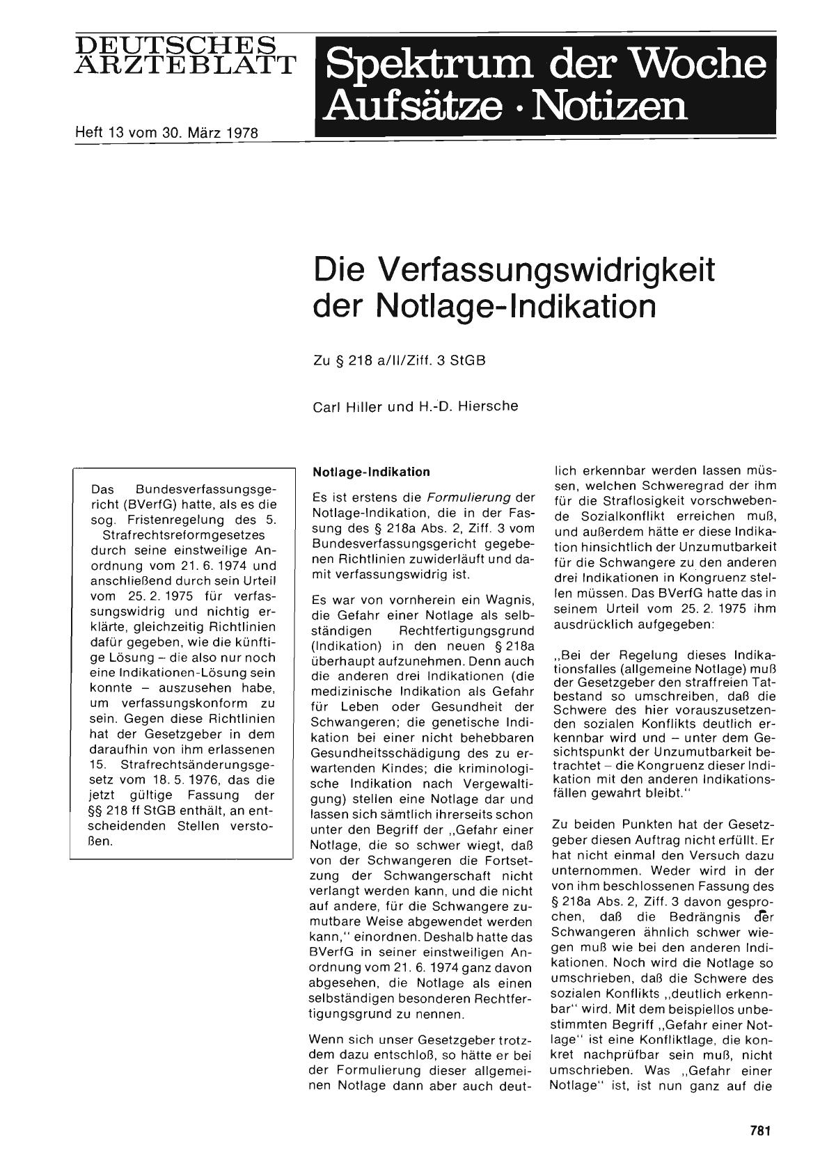 Vorschauseite 1: Die Verfassungswidrigkeit der Notlage-Indikation