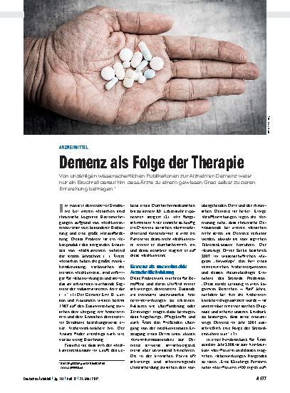 Vorschauseite 1: Arzneimittel: Demenz als Folge der Therapie