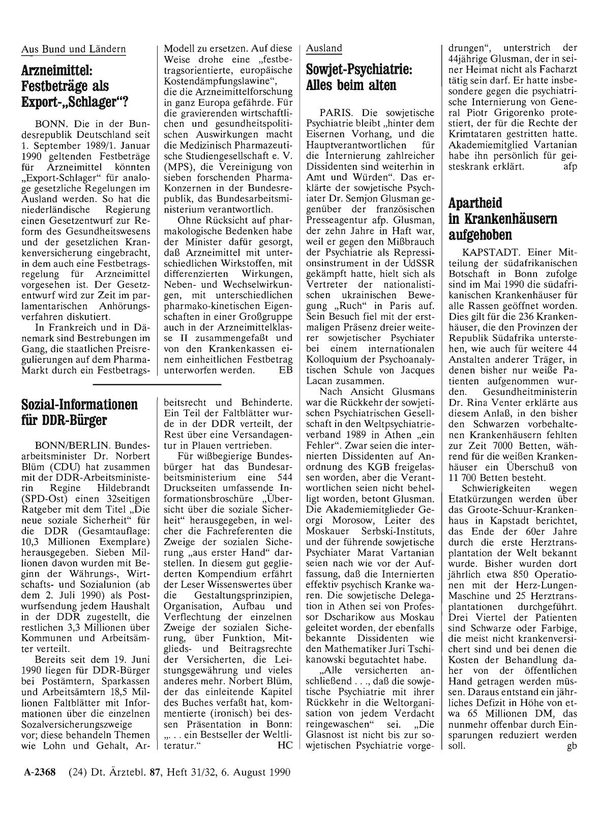 Vorschauseite 1: Sozial-Informationen für DDR-Bürger