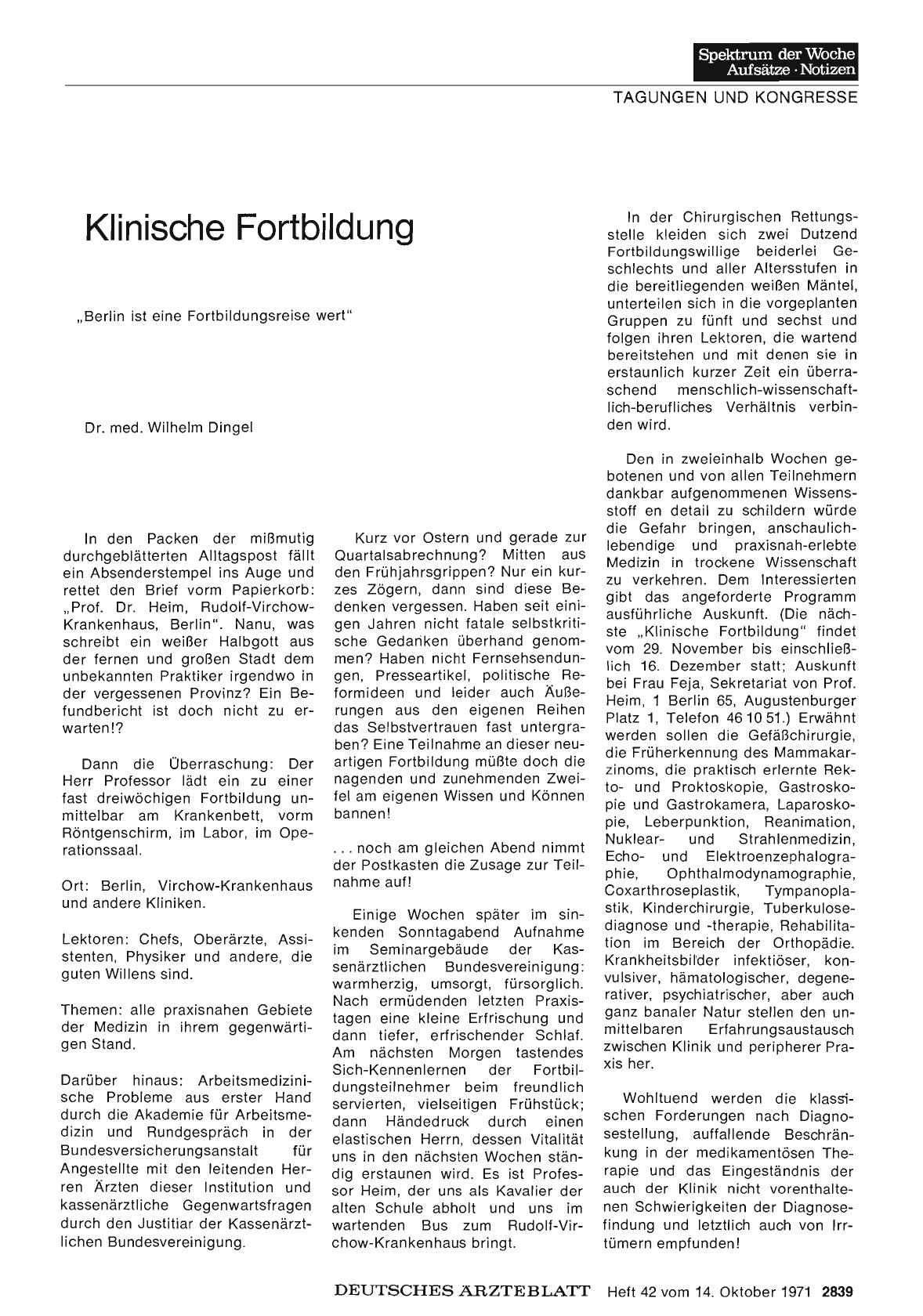 Vorschauseite 1: Klinische Fortbildung: "Berlin ist eine Fortbildungsreise wert"