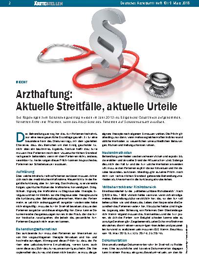 Vorschauseite 1: Recht: Arzthaftung – Aktuelle Streitfälle, aktuelle Urteile