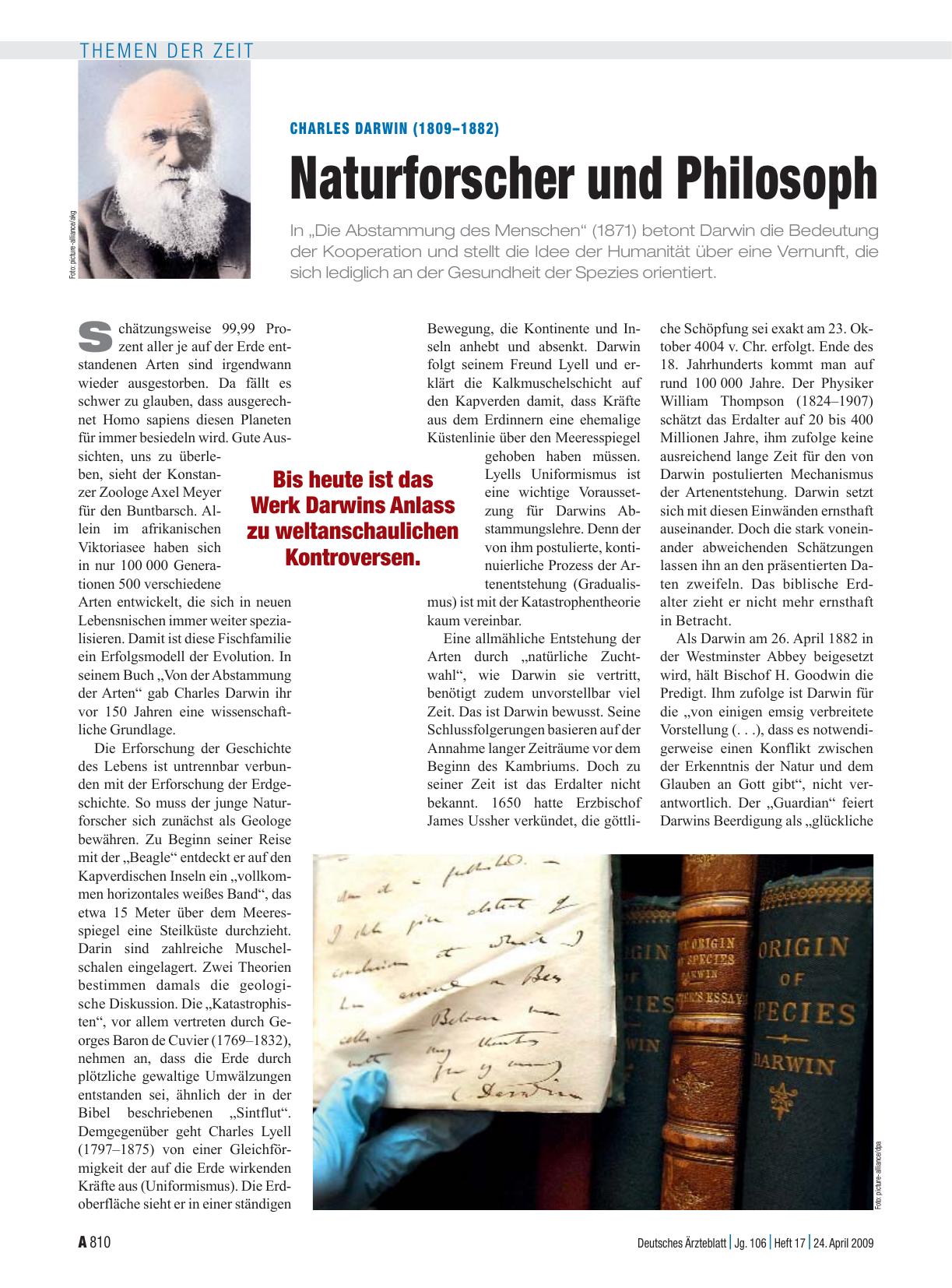 Vorschauseite 1: Charles Darwin (1809 – 1882): Naturforscher und Philosoph