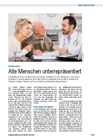 Vorschauseite 1: Studienevidenz: Alte Menschen unterrepräsentiert