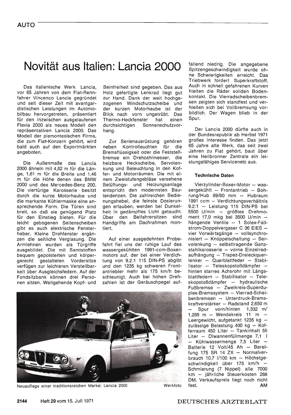 Vorschauseite 1: Novität aus Italien: Lancia 2000