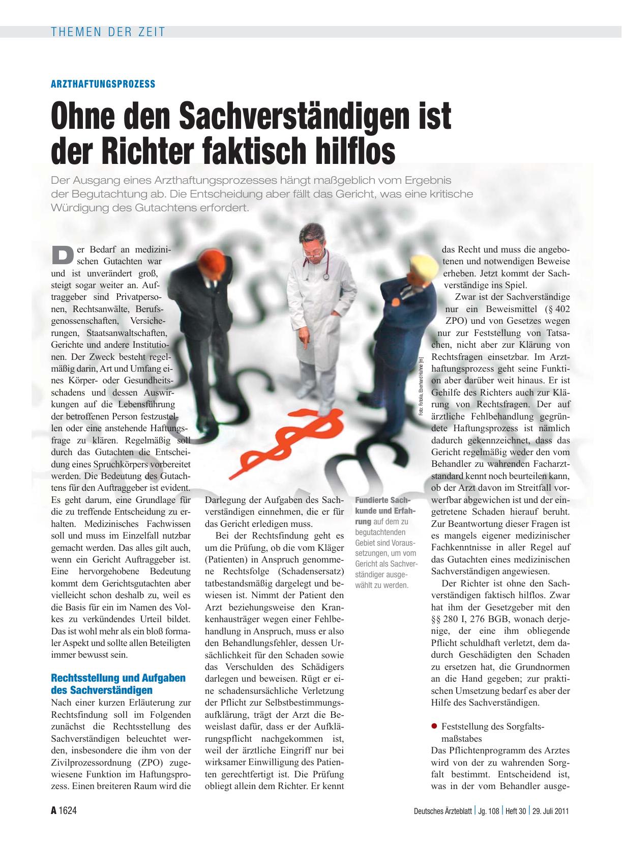 Vorschauseite 1: Arzthaftungsprozess: Ohne den Sachverständigen ist der Richter faktisch hilflos