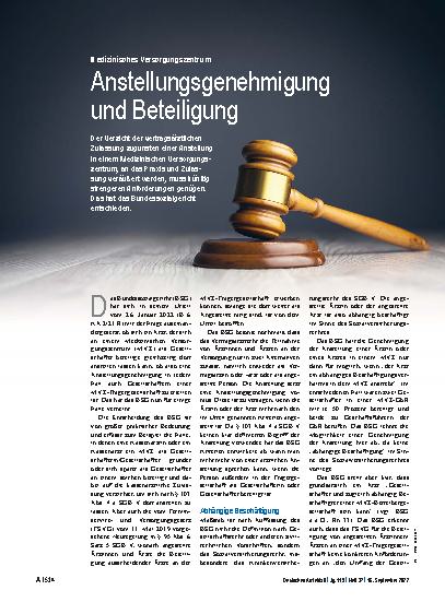 Vorschauseite 1: Medizinisches Versorgungszentrum: Anstellungsgenehmigung und Beteiligung