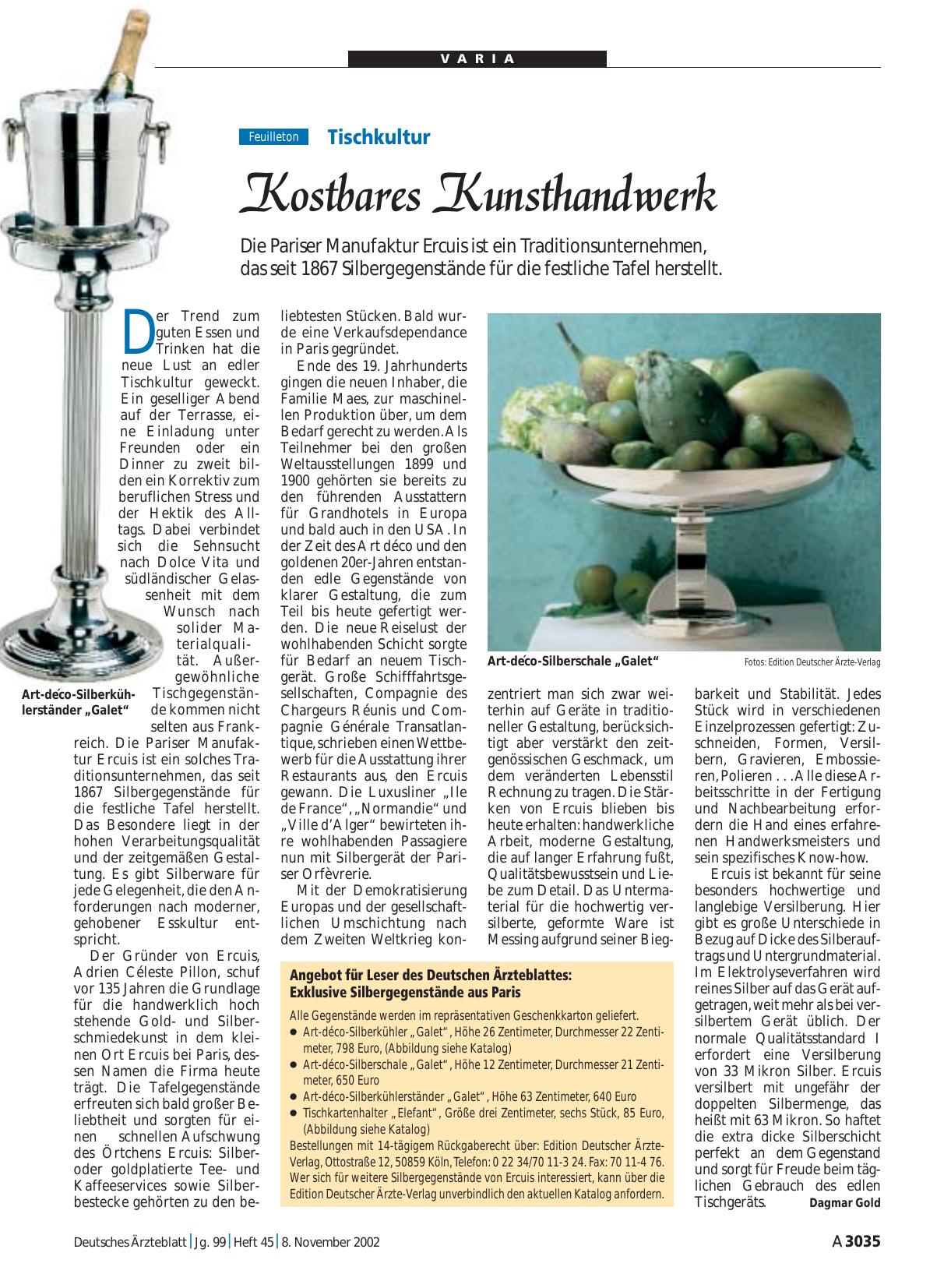 Vorschauseite 1: Tischkultur: Kostbares Kunsthandwerk