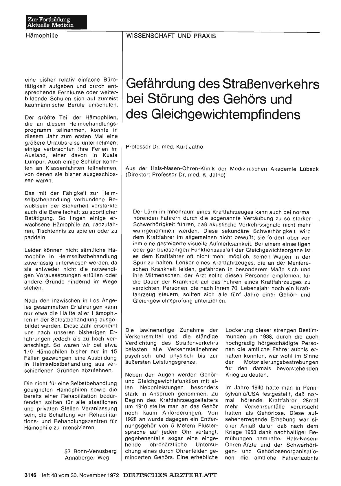 Vorschauseite 1: Gefährdung des Straßenverkehrs bei Störung des Gehörs und des Gleichgewichtempfindens