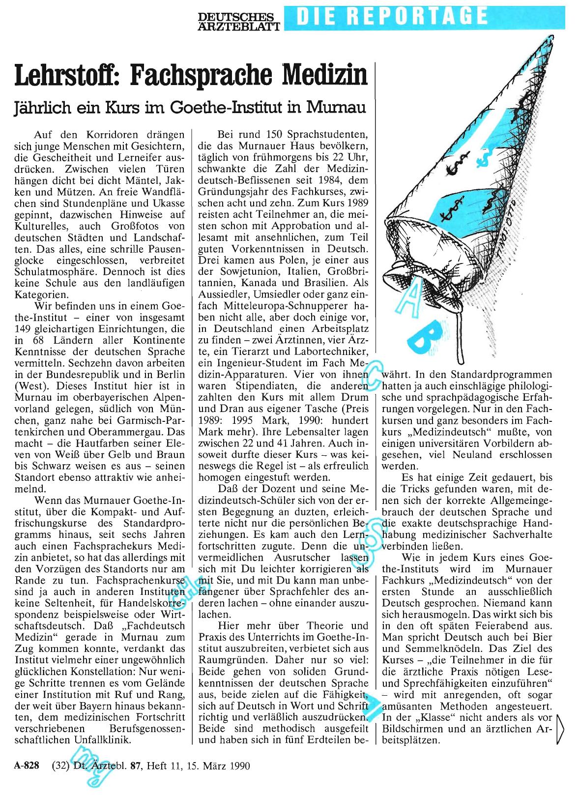 Vorschauseite 1: Lehrstoff: Fachsprache Medizin: Jährlich ein Kurs im Goethe-Institut in Murnau