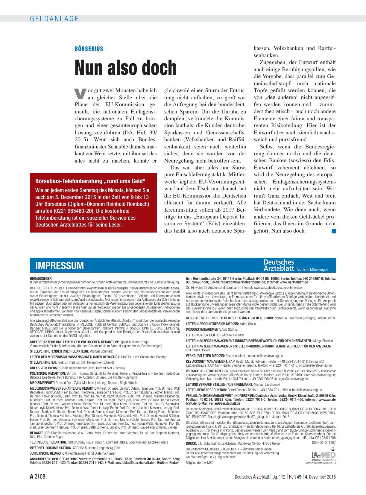 Vorschauseite 1: Börsebius: Nun also doch