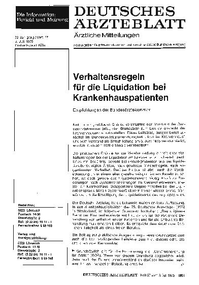 Vorschauseite 1: Verhaltensregeln für die Liquidation bei Krankenhauspatienten