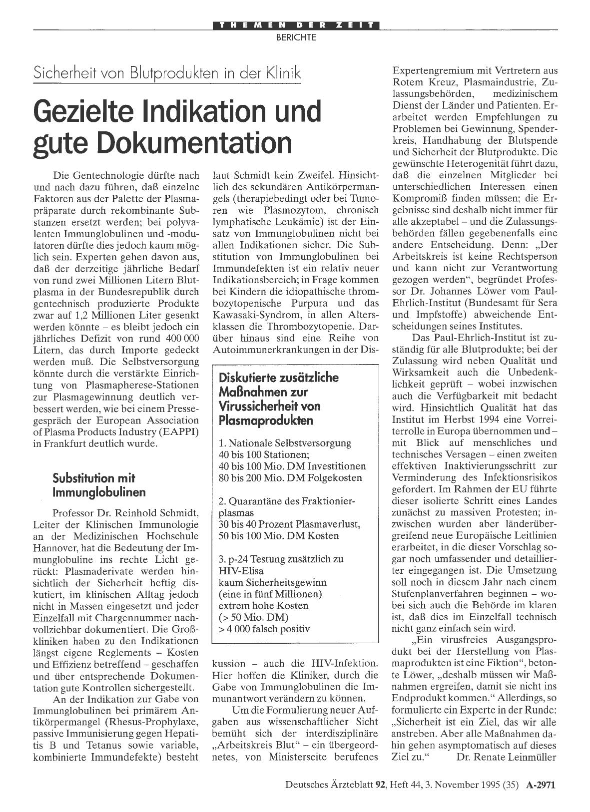 Vorschauseite 1: Sicherheit von Blutprodukten in der Klinik: Gezielte Indikation und gute Dokumentation