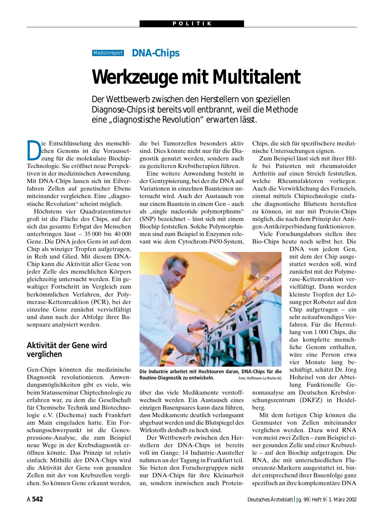 Vorschauseite 1: DNA-Chips: Werkzeuge mit Multitalent
