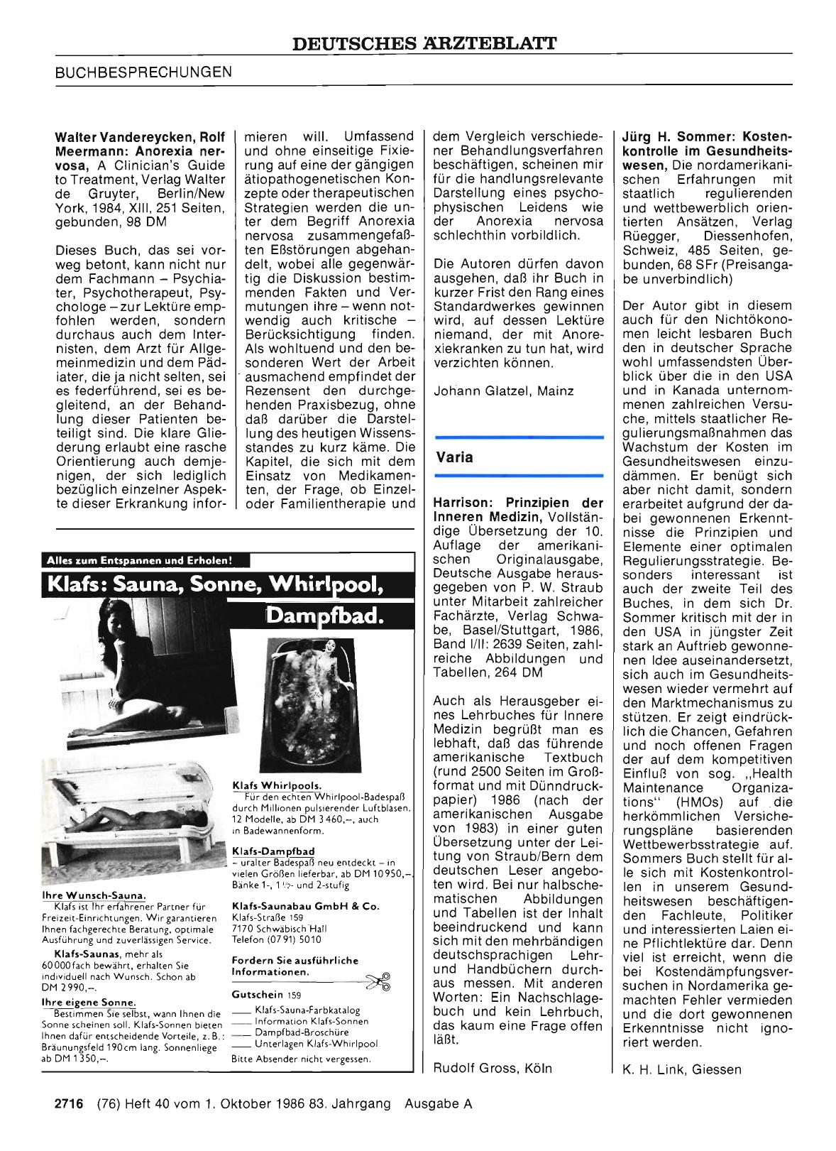 Vorschauseite 1: Jürg H. Sommer: Kostenkontrolle im Gesundheitswesen