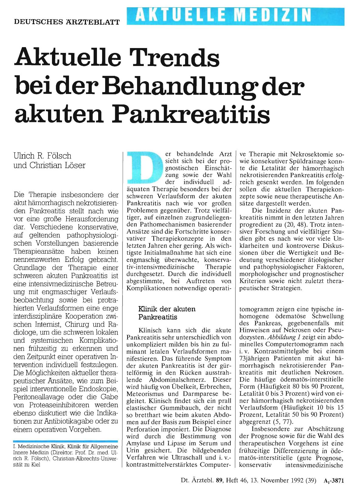 Vorschauseite 1: Aktuelle Trends bei der Behandlung der akuten Pankreatitis