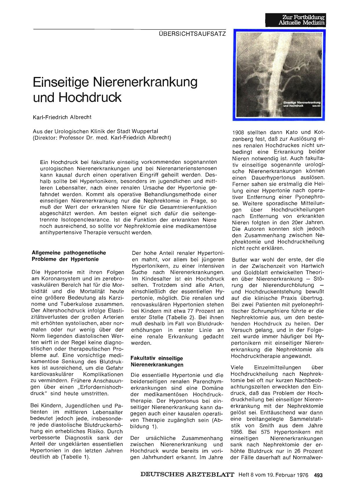 Vorschauseite 1: Einseitige Nierenerkrankung und Hochdruck