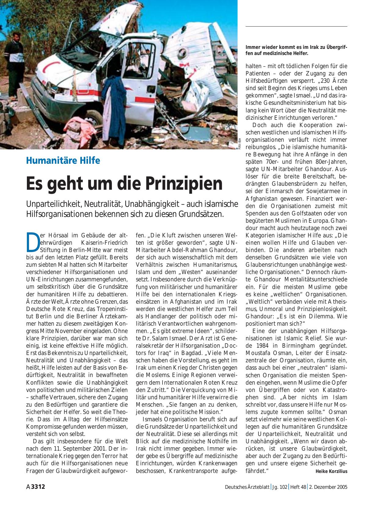 Vorschauseite 1: Humanitäre Hilfe: Es geht um die Prinzipien