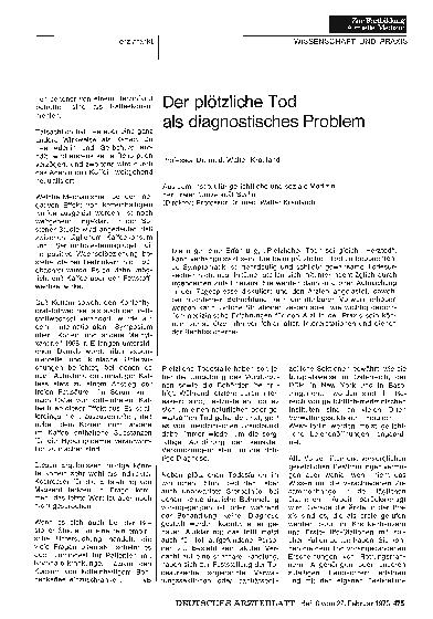 Vorschauseite 1: Der plötzliche Tod als diagnostisches Problem