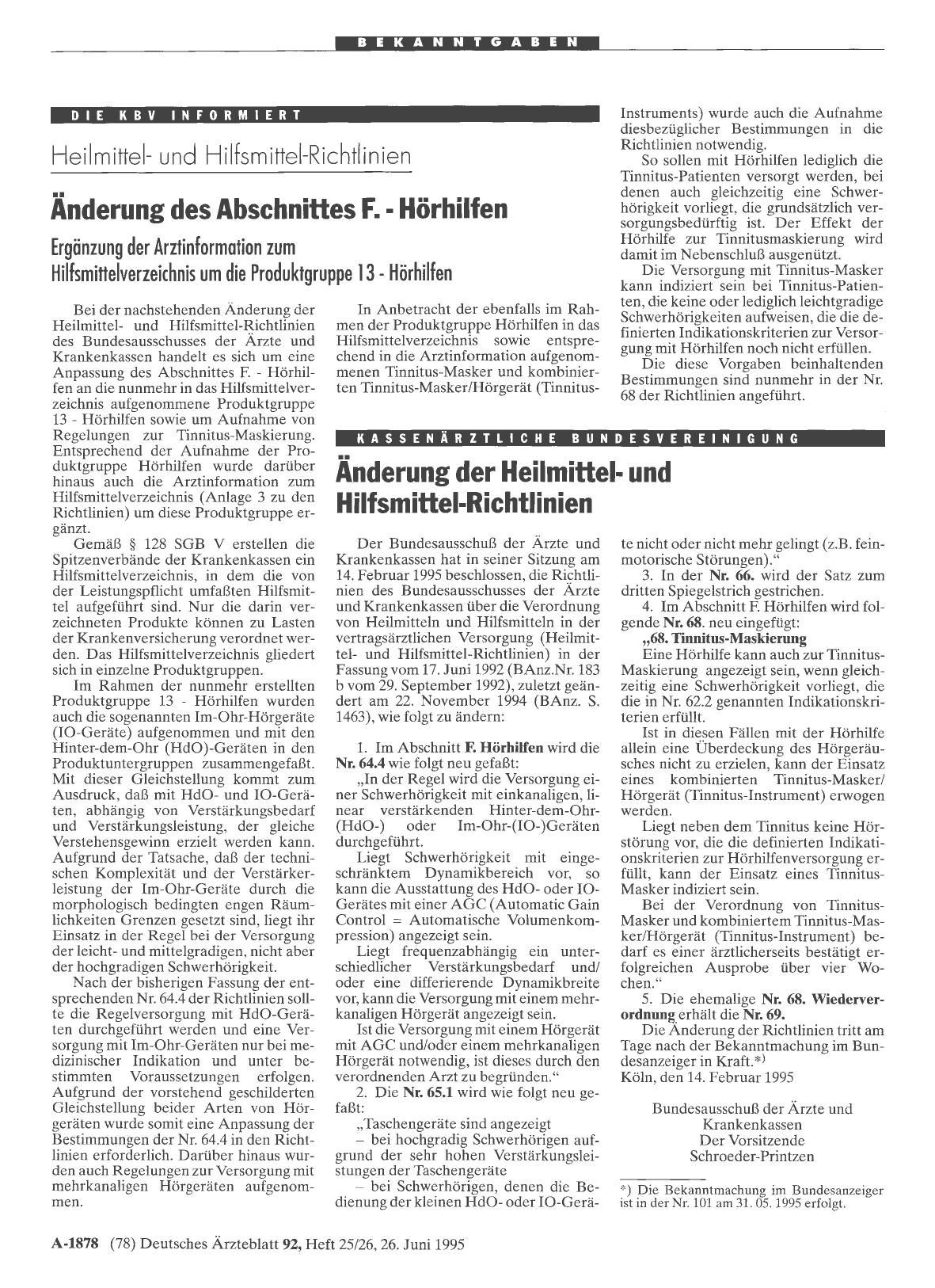 Vorschauseite 1: Änderung der Heilmittelund Hilfsmittel-Richtlinien