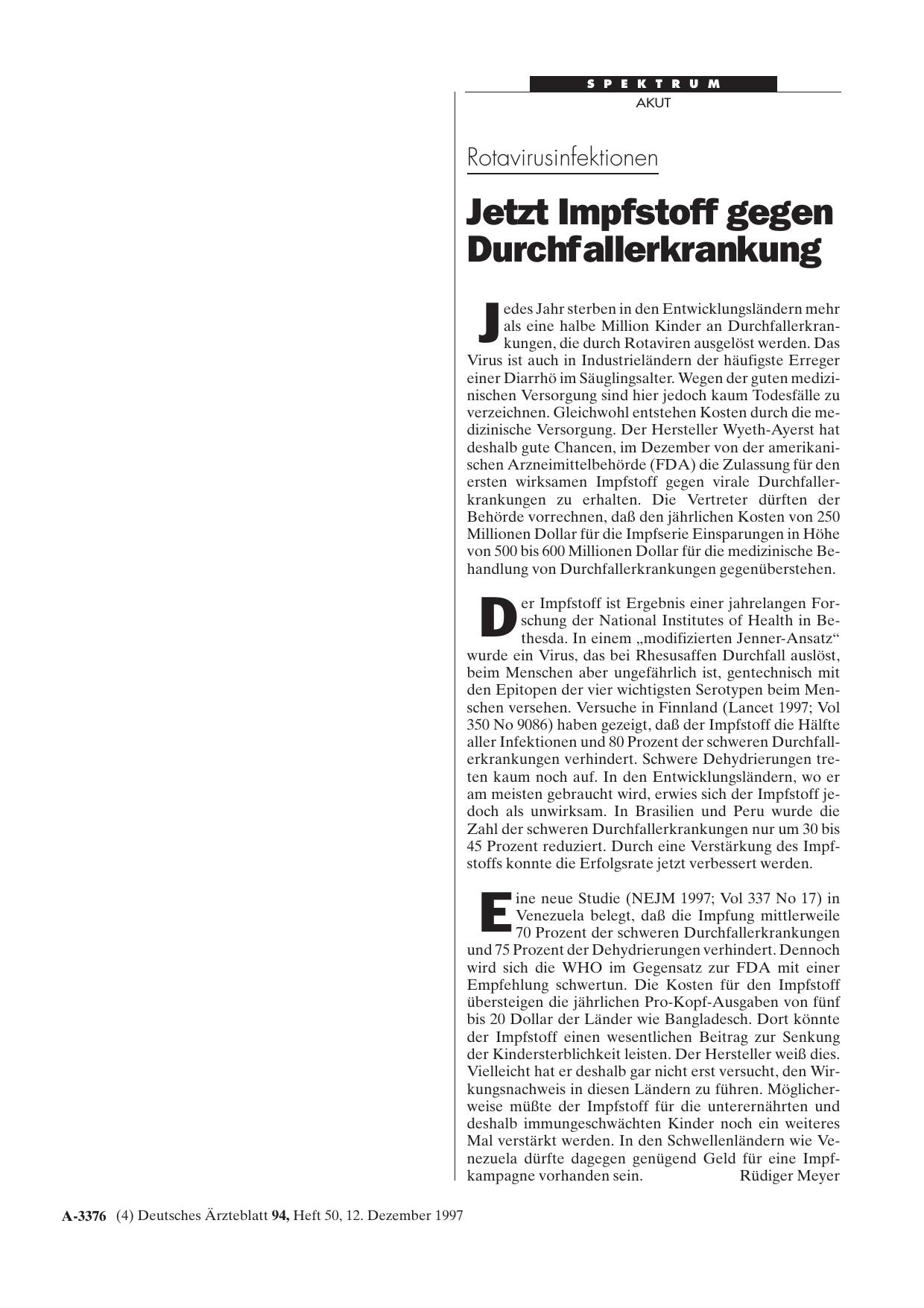Vorschauseite 1: Rotavirusinfektionen: Jetzt Impfstoff gegen Durchfallerkrankung