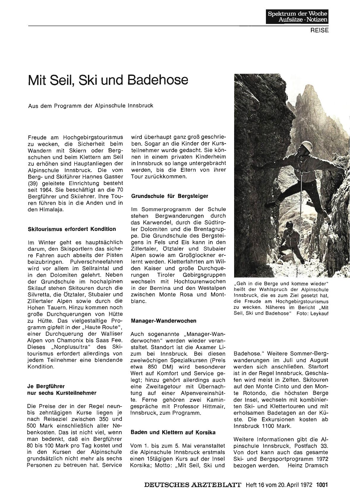 Vorschauseite 1: Mit Seil, Ski und Badehose: Aus dem Programm der Alpinschule Innsbruck