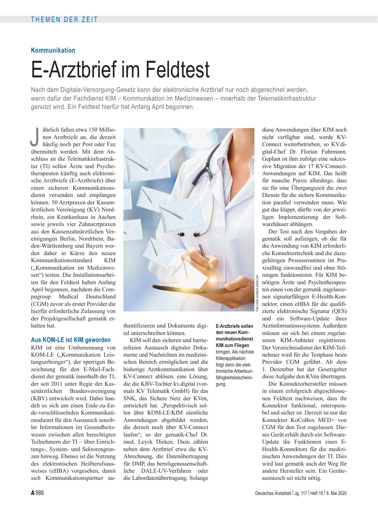Vorschauseite 1: Kommunikation: E-Arztbrief im Feldtest