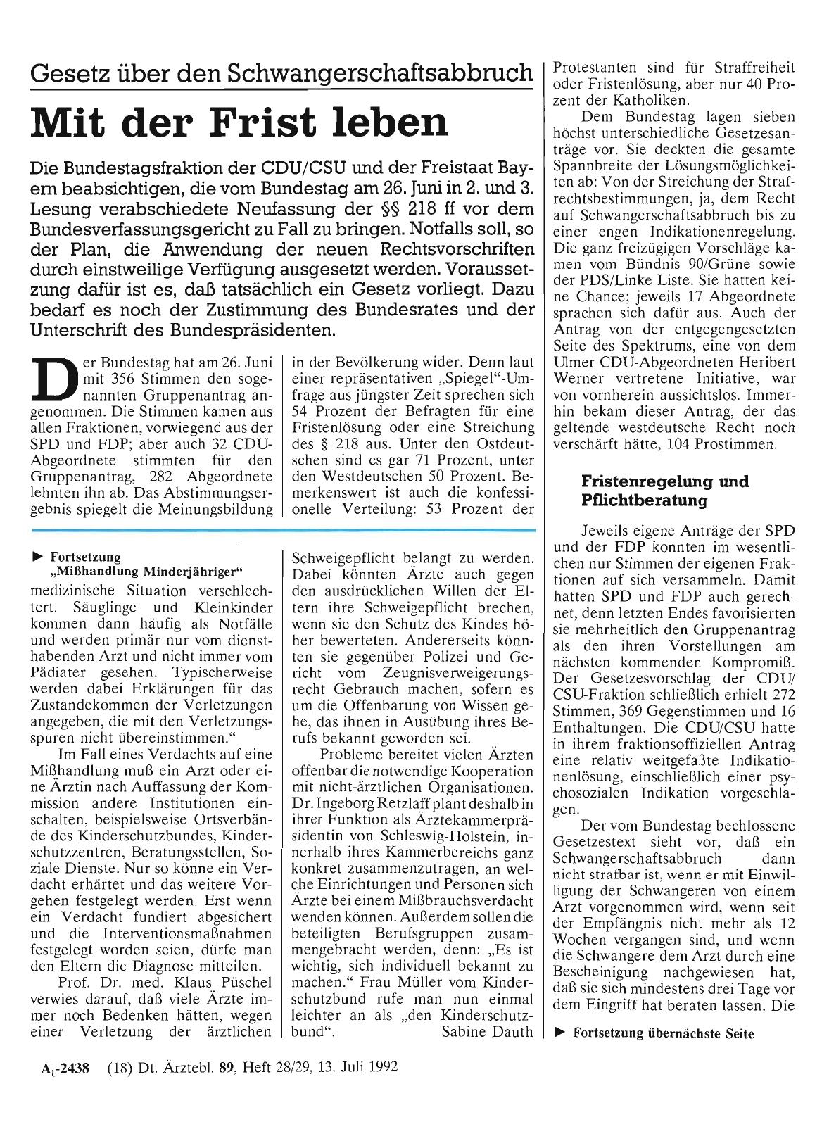 Vorschauseite 1: Gesetz über den Schwangerschaftsabbruch: Mit der Frist leben