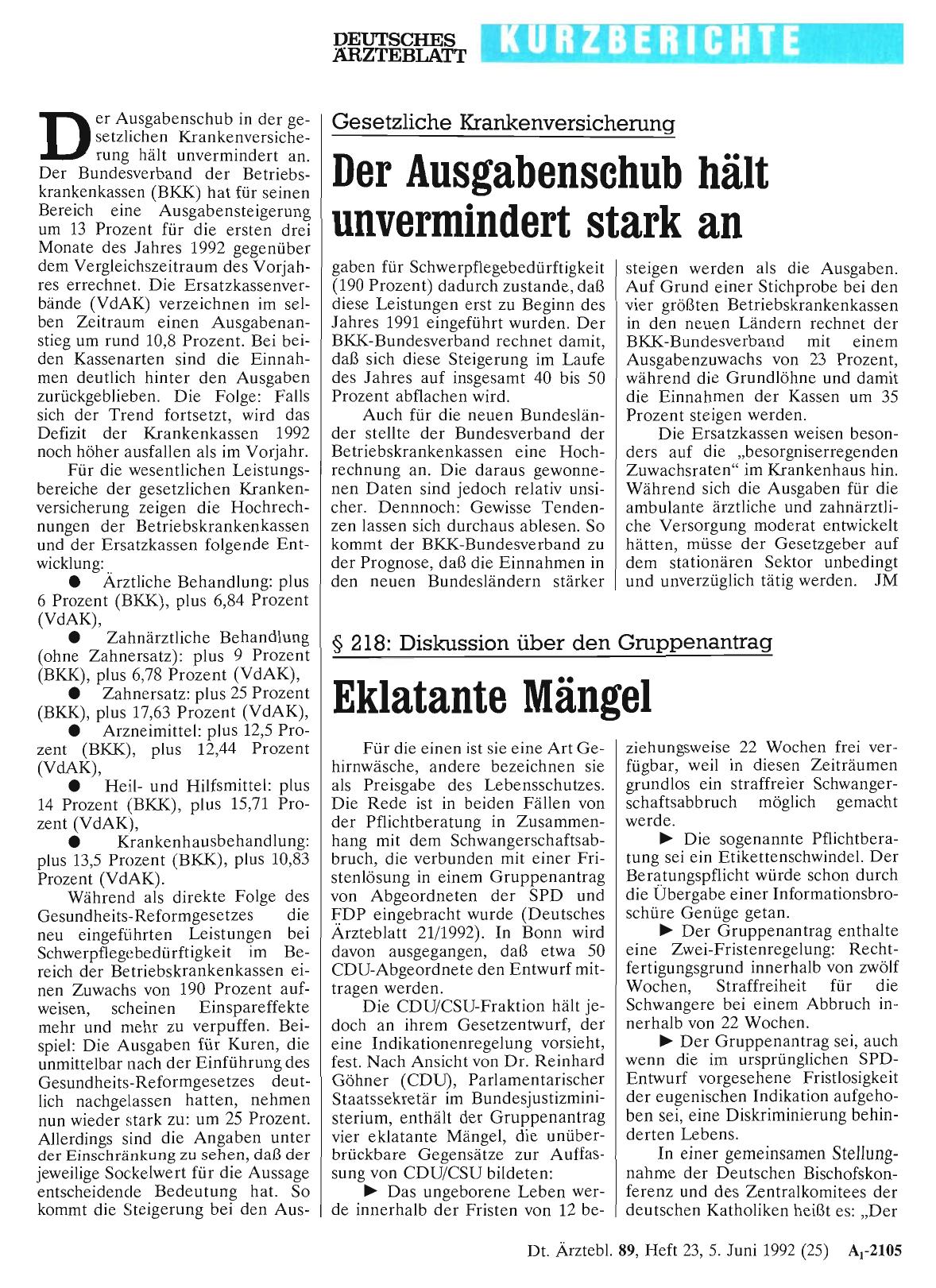 Vorschauseite 1: Gesetzliche Krankenversicherung: Der Ausgabenschub hält unvermindert stark an