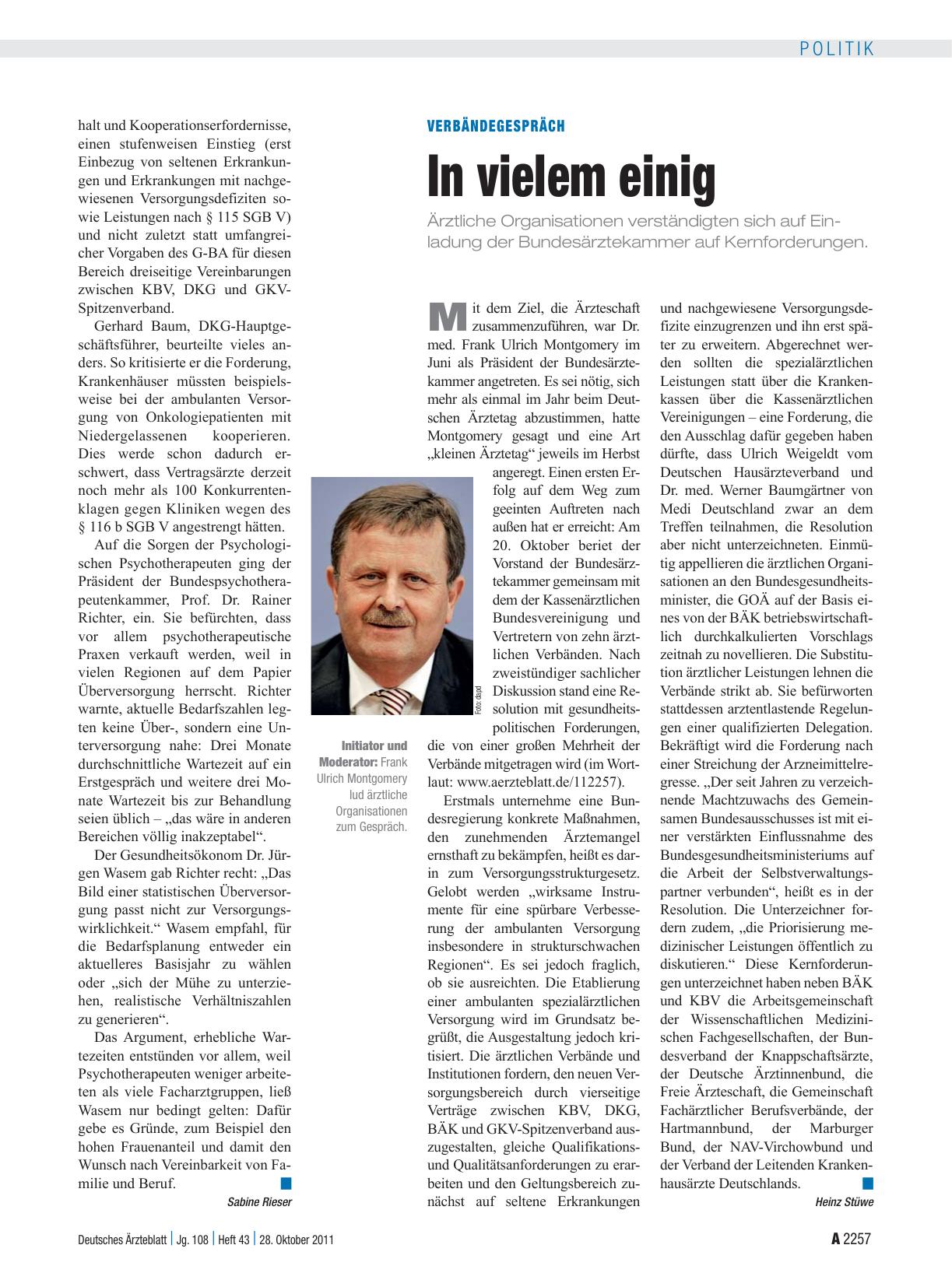 Vorschauseite 1: Verbändegespräch: In vielem einig
