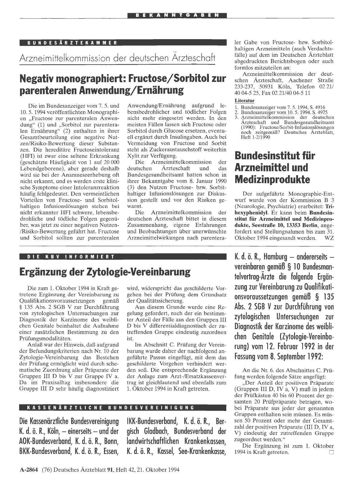 Vorschauseite 1: Ergänzung der Zytologie-Vereinbarung