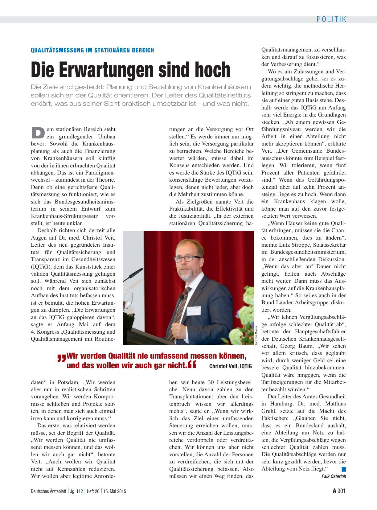Vorschauseite 1: Qualitätsmessung im Stationären Bereich: Die Erwartungen sind hoch