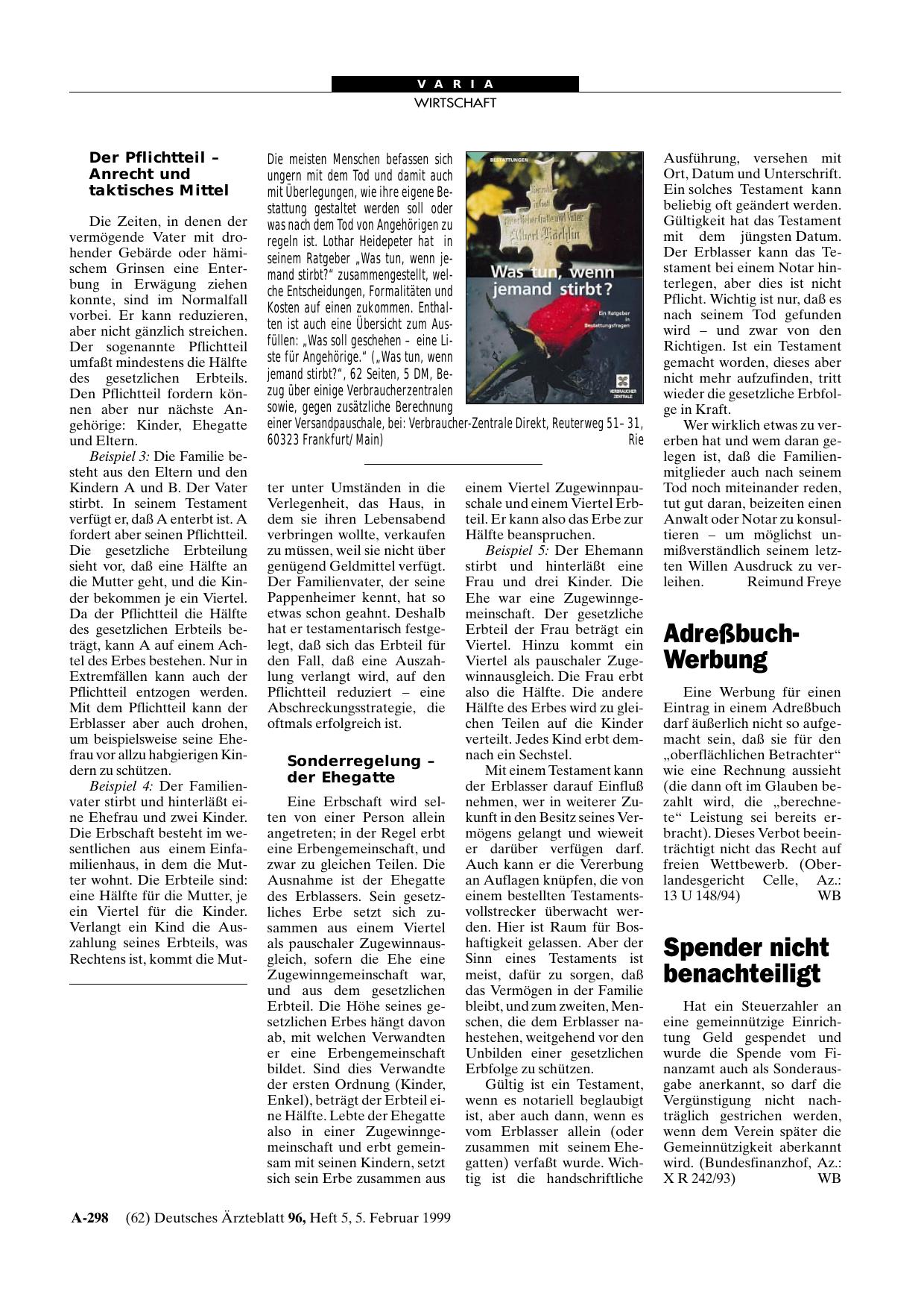 Vorschauseite 1: Spender nicht benachteiligt