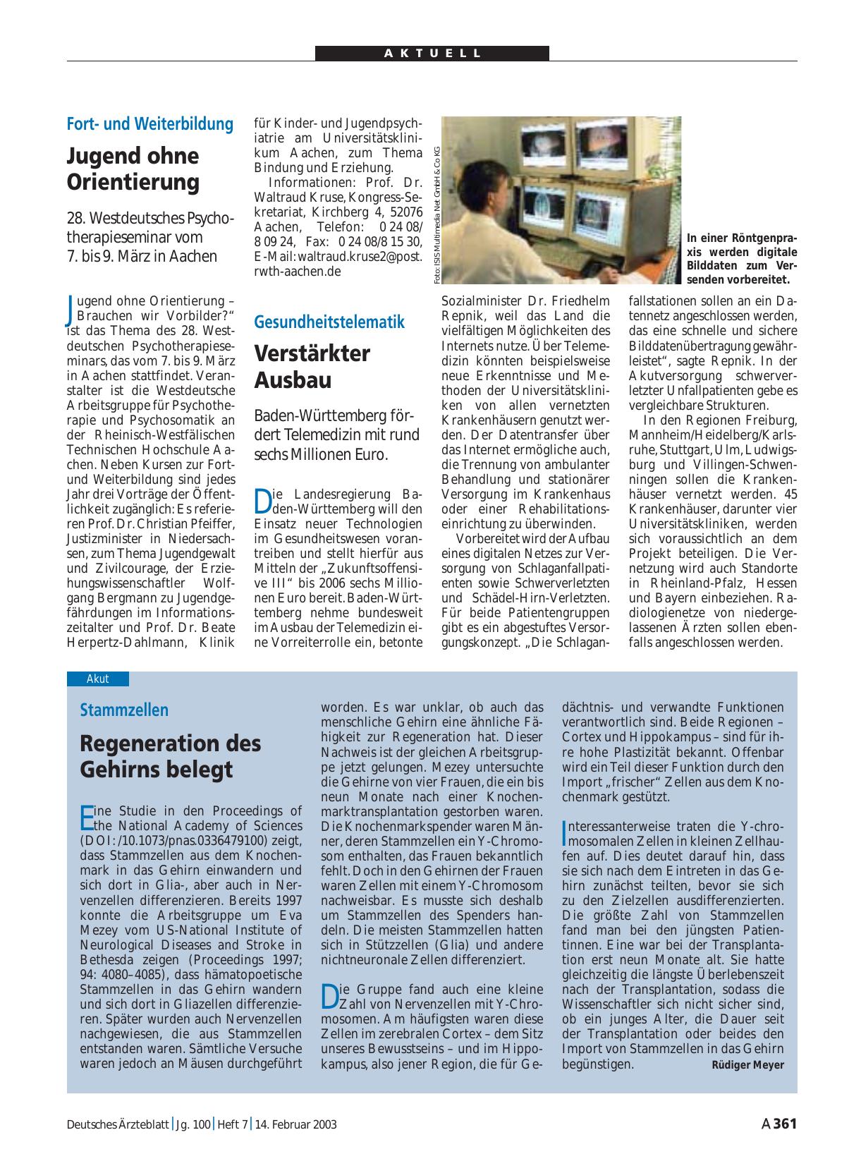 Vorschauseite 1: Gesundheitstelematik: Verstärkter Ausbau