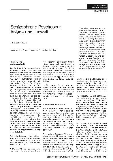 Vorschauseite 1: Schizophrene Psychosen: Anlage und Umwelt