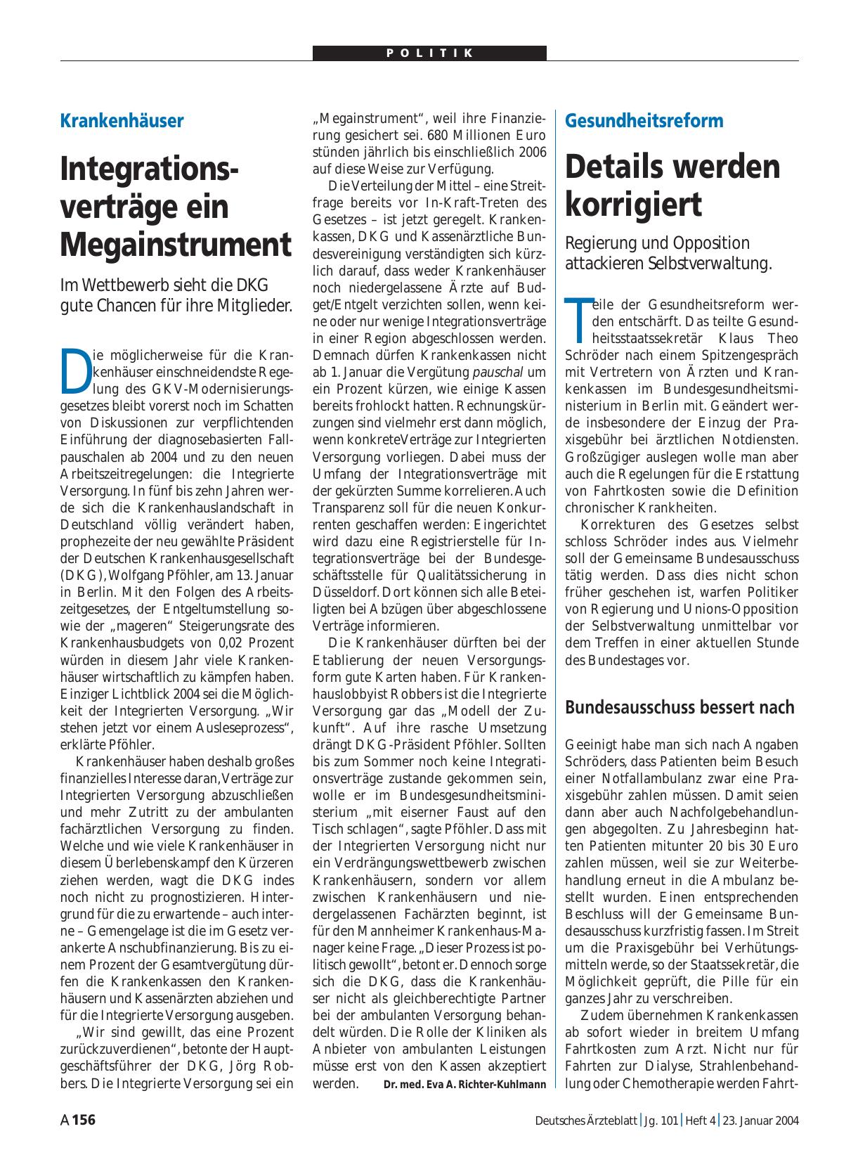 Vorschauseite 1: Krankenhäuser: Integrationsverträge ein Megainstrument