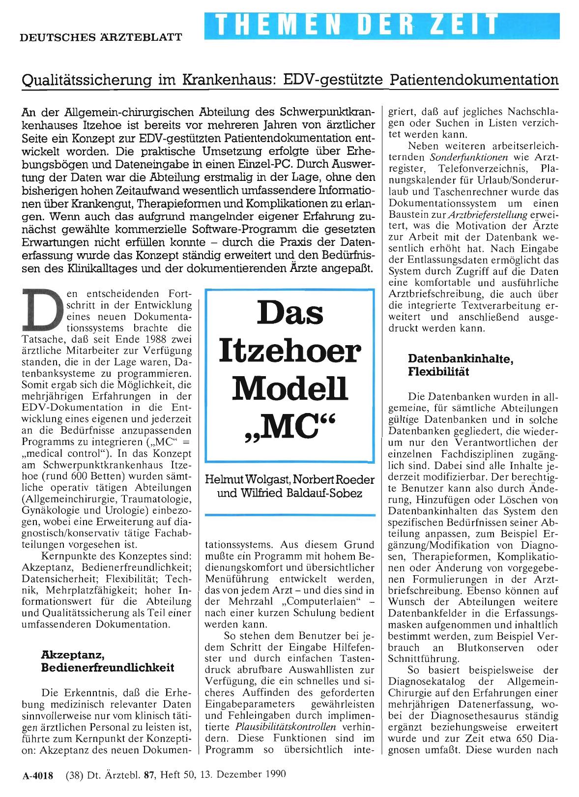Vorschauseite 1: Qualitätssicherung im Krankenhaus: EDV-gestützte Patientendokumentation - Das Itzehoer Modell „MC“