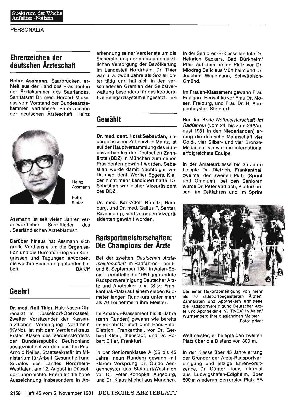 Vorschauseite 1: Radsportmeisterschaften: Die Champions der Ärzte
