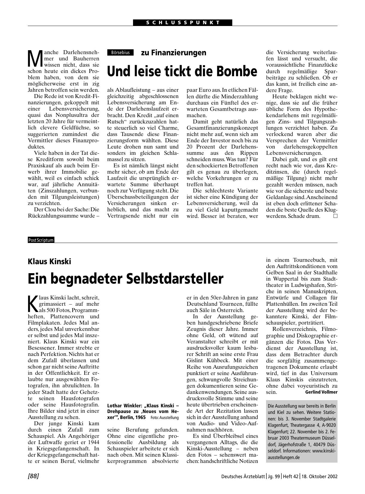 Vorschauseite 1: Klaus Kinski: Ein begnadeter Selbstdarsteller