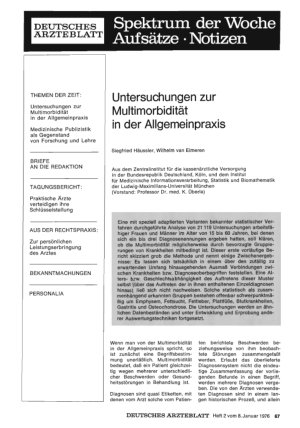 Vorschauseite 1: Untersuchungen zur Multimorbidität in der Allgemeinpraxis