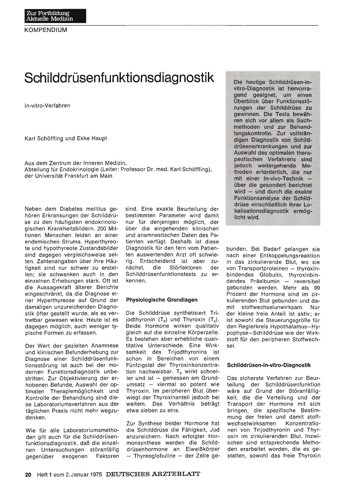 Vorschauseite 1: Schilddrüsenfunktionsdiagnostik: In-vitro-Verfahren