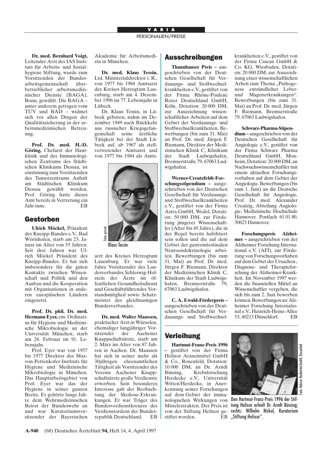 Vorschauseite 1: Ausschreibungen