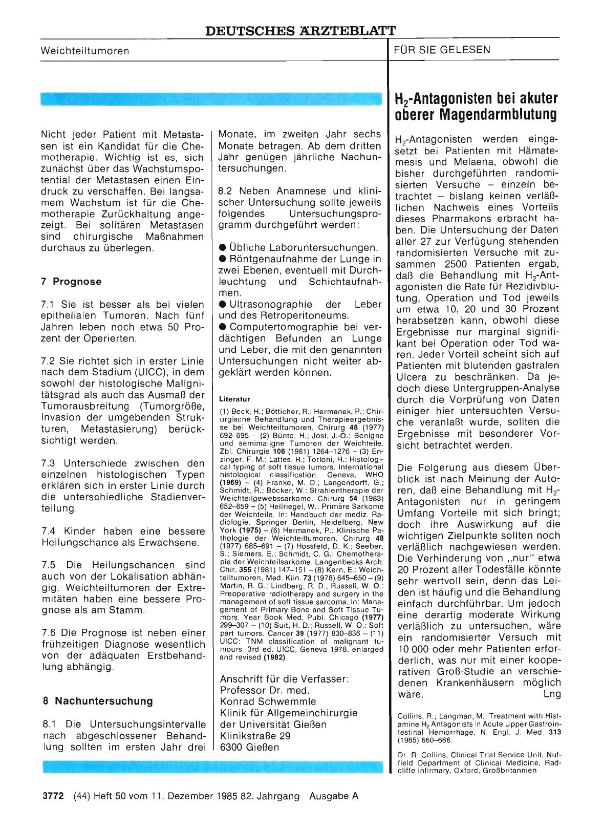 Vorschauseite 1: H2-Antagonisten bei akuter oberer Magendarmblutung