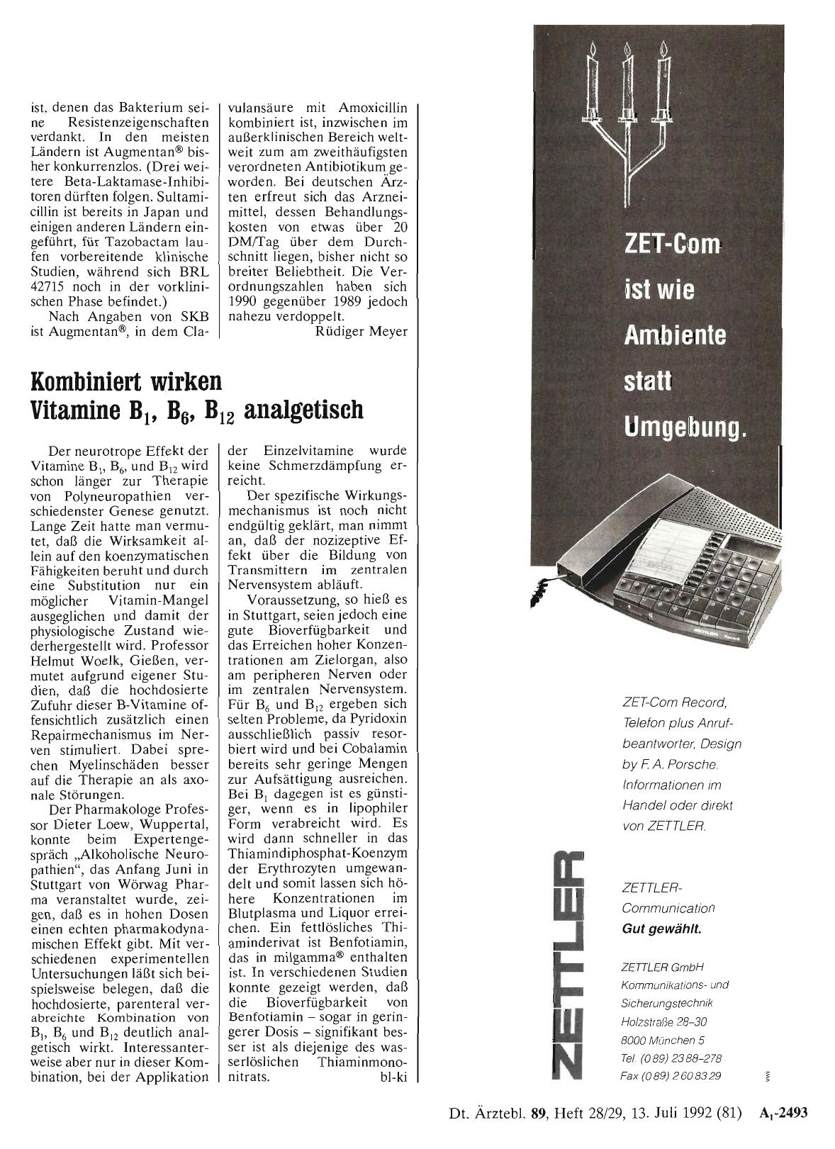 Vorschauseite 1: Kombiniert wirken Vitamine B1, B6, B12 analgetisch